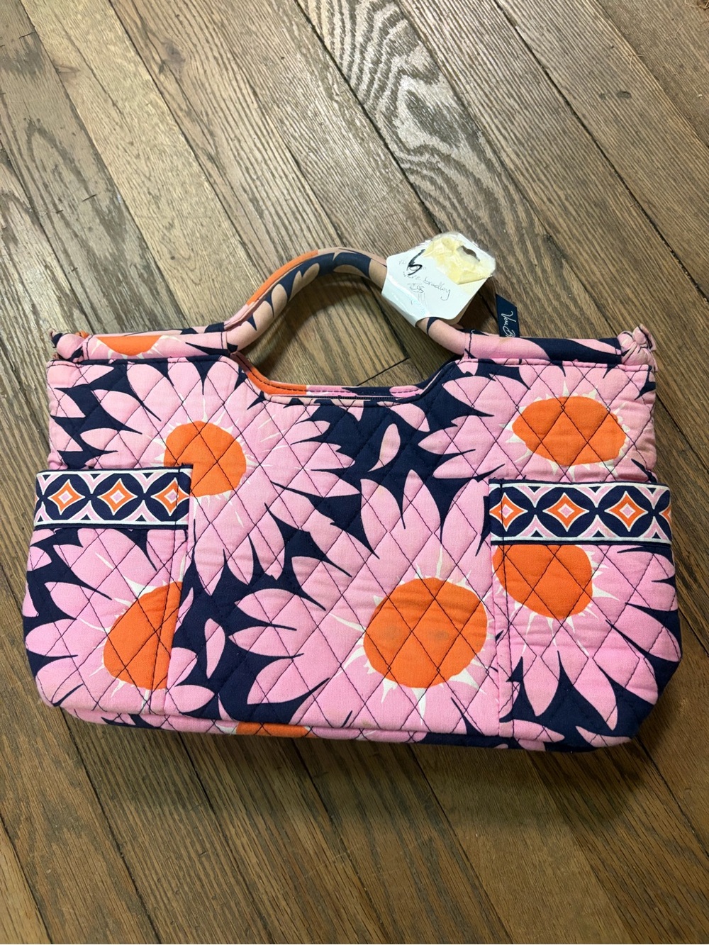 Vera Bradley Pink, Navy & Orange Quilted Floral Tote